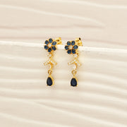 Trendy Silver CZ Hangings with Blue Stone Highlights
