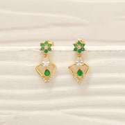 Elegant Silver CZ Hangings with Green Stone Highlights
