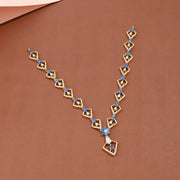 Geometric Blue Sapphire & Diamond-Inspired Necklace