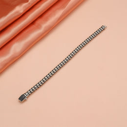 Men's Stylish Silver Bracelet with Stone Highlights