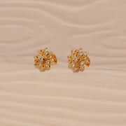 Silver Studs in Rangoli Design with CZs