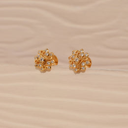 Silver Studs in Rangoli Design with CZs