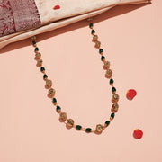 Timeless Silver Antique Mala with Nakshi Beads & Green Stones