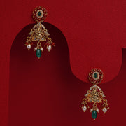 Silver Lord Ganesh Earrings with Stone Hangings