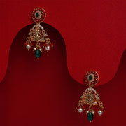 Silver Lord Ganesh Earrings with Stone Hangings