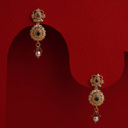 Dainty Silver Earrings with Stones and Pearl Hanging