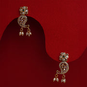 Silver Paisley Earrings with Floral Stud