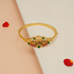 Peacock Silver Kada with Multi-colour Stones