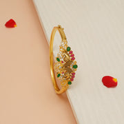 Peacock Silver Kada with Multi-colour Stones