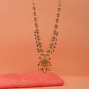 Semi Antique Silver Lakshmi Haaram with Stones