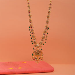 Semi Antique Silver Lakshmi Haaram with Stones