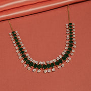 Silver and Green Stone Necklace with Mini Floral Highlights