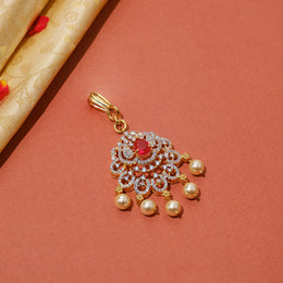 Dainty Silver CZ Maang Tikka with Pearl Hangings