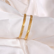 Classic Gold Finish Silver Bangles in Cuboid Design