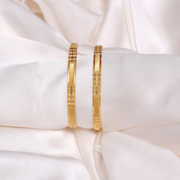 Classic Gold Finish Silver Bangles in Cuboid Design