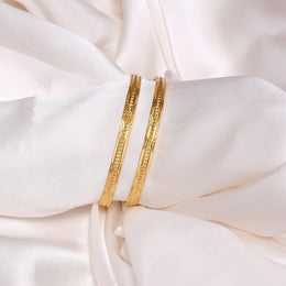 Traditional Silver Bangles in Gold Polish with Engravings
