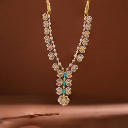 Stylish Silver CZ Necklace with Floral Highlights