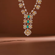 Stylish Silver CZ Necklace with Floral Highlights