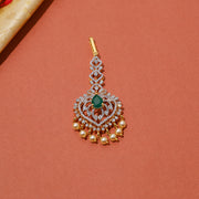 Charming Silver CZ Maang Tikka with Pearl Hangings