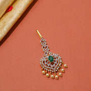 Charming Silver CZ Maang Tikka with Pearl Hangings