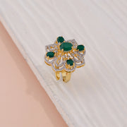 Emerald Blossom Silver Statement Ring