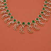 Stylish Silver CZ Necklace with Emerald Highlights