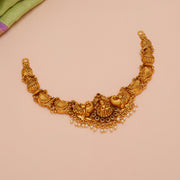 Temple Finish Silver Necklace with Pearl Beads