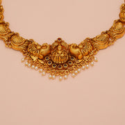 Temple Finish Silver Necklace with Pearl Beads