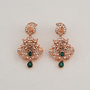Silver Lakshmi Devi Earrings with Rose Gold Finish
