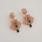 Silver Lakshmi Devi Earrings with Rose Gold Finish
