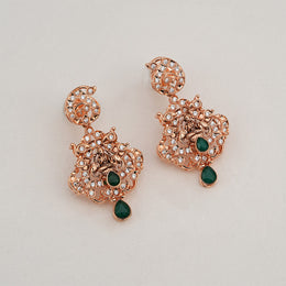 Silver Lakshmi Devi Earrings with Rose Gold Finish