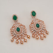 Graceful Silver Earrings with Pearl Hangings and Rose Gold Finish