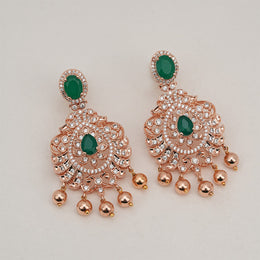 Graceful Silver Earrings with Pearl Hangings and Rose Gold Finish