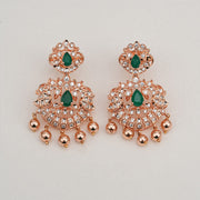 Silver and Stone Silver Earrings with Rose Gold Finish