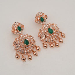 Silver and Stone Silver Earrings with Rose Gold Finish