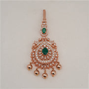 Striking Silver Maang Tikka with Pearls and Rose Gold Finish