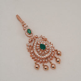 Striking Silver Maang Tikka with Pearls and Rose Gold Finish