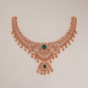 Sleek Silver Peacock Necklace with Rose Gold Finish