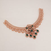 Silver Lakshmi Devi Necklace with Rose Gold Finish