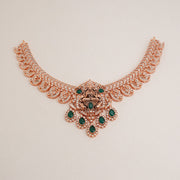 Silver Lakshmi Devi Necklace with Rose Gold Finish