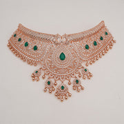Exquisite Silver and CZ Choker with Rose Gold Finish