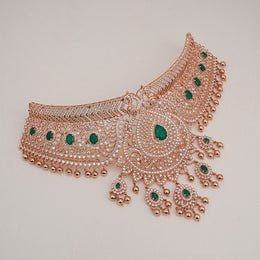 Exquisite Silver and CZ Choker with Rose Gold Finish