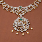 Emerald CZ Statement Necklace with Pendant
