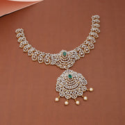 Emerald CZ Statement Necklace with Pendant