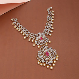 Ruby CZ Pearl Bridal Designer Necklace