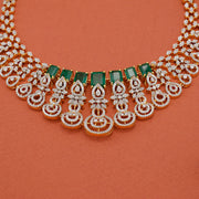 Imperial Silver CZ Neckalce with Emeralds