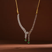 Contemporary CZ Necklace with Emerald Drops