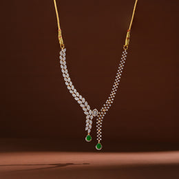 Contemporary CZ Necklace with Emerald Drops