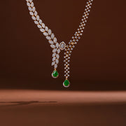 Contemporary CZ Necklace with Emerald Drops