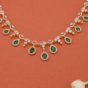Enchanting Silver CZ Neckalce with Emerald Studded Drops